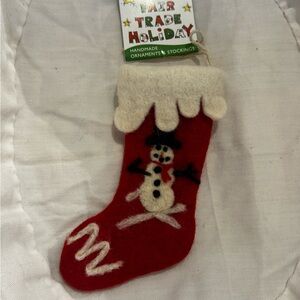 Wild Woolies 100% Wool Snowman Mini Stocking Christmas Ornament - NWT